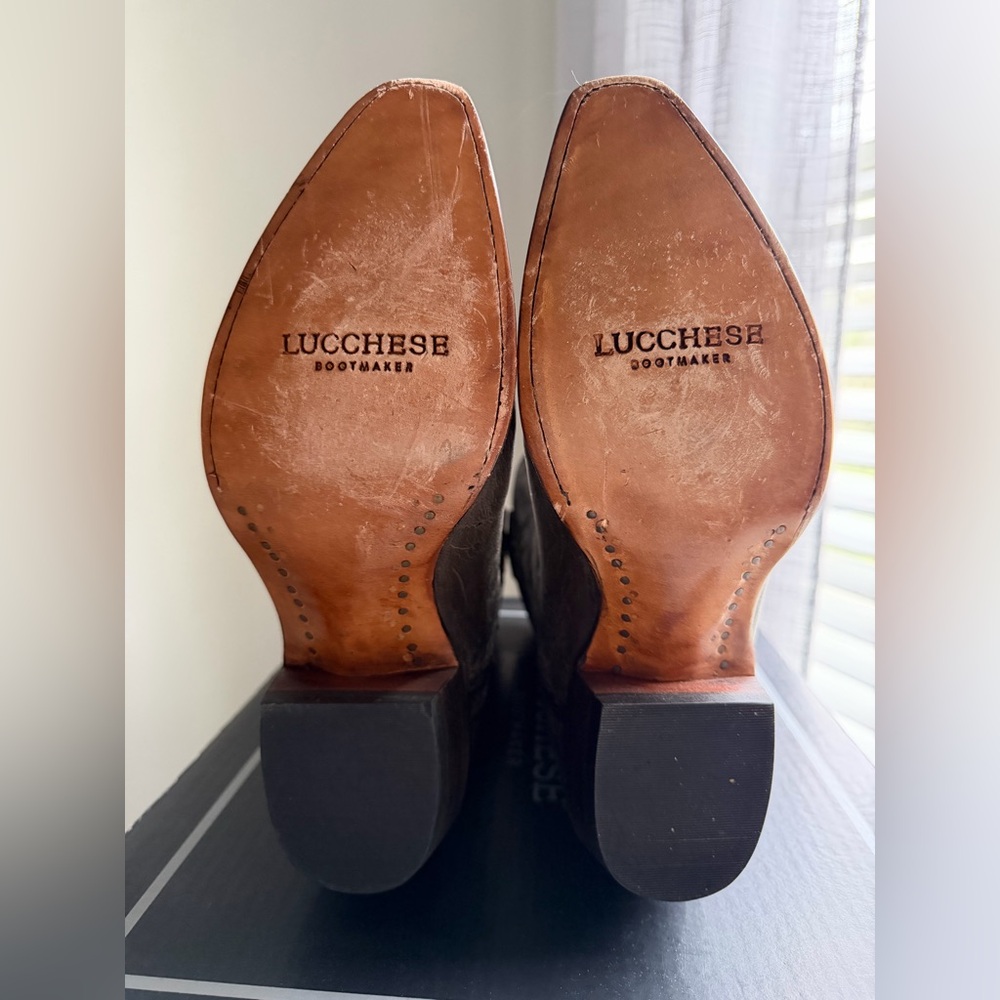Lucchese Anthracite Gray Leather Western Boots - Picture 8 of 11